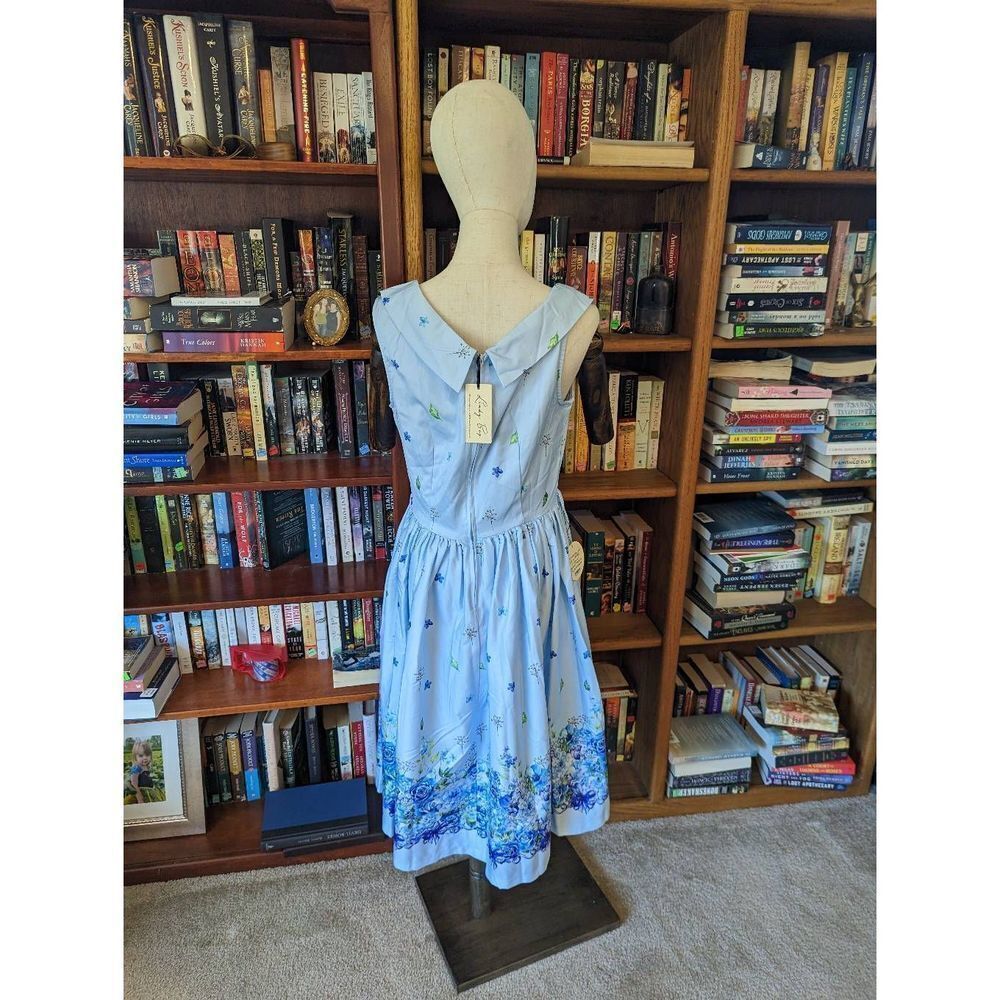 Lindy Bop Blue Floral Ophelia dress - Picture 2 of 7